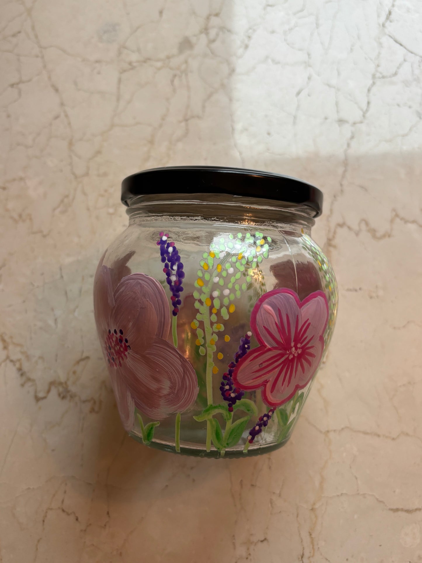Gul Jar - Hand-Painted Floral Glass Jar