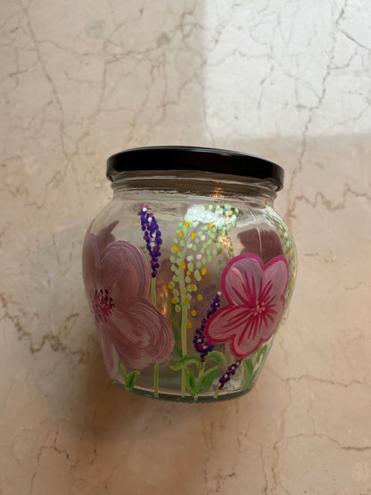 Gul Jar - Hand-Painted Floral Glass Jar