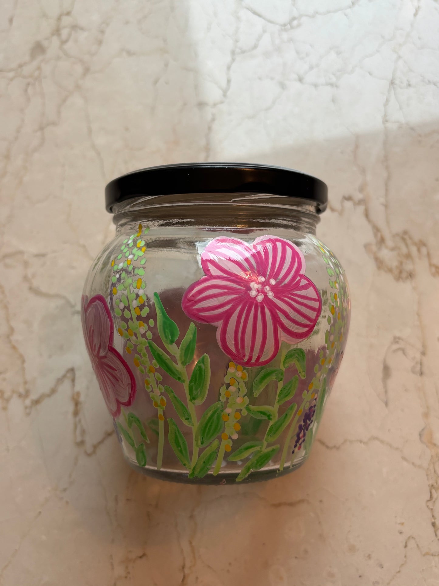 Gul Jar - Hand-Painted Floral Glass Jar