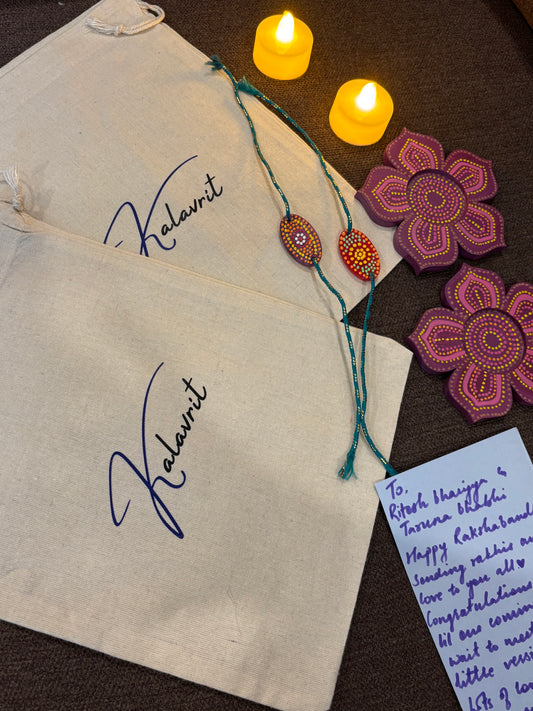 Noor Mini - Festive Gift Kit with Hand-Painted Tea-Light Candle, Rakhi & Note