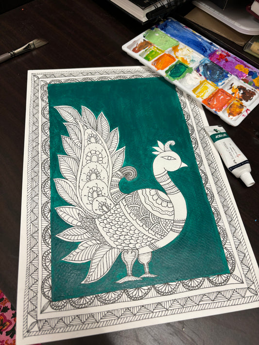Mayura - Madhubani Peacock Painting