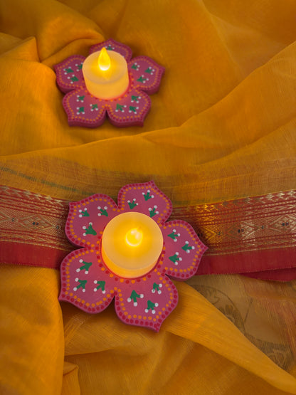 Phool - Hand-Painted Festive Tea-Light Stands (Set of 2)