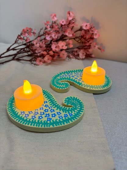 Savita Hand-Painted Paisley Tea Light Holders