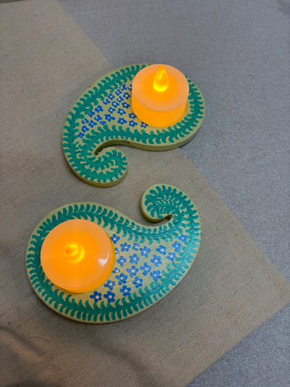 Savita Hand-Painted Paisley Tea Light Holders