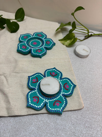 Arvind Hand-Painted Wooden Tea Light Holders