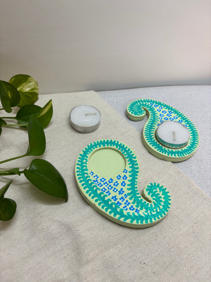 Savita Hand-Painted Paisley Tea Light Holders
