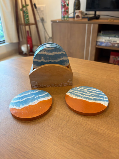 Leher - Hand-Painted Coasters Set