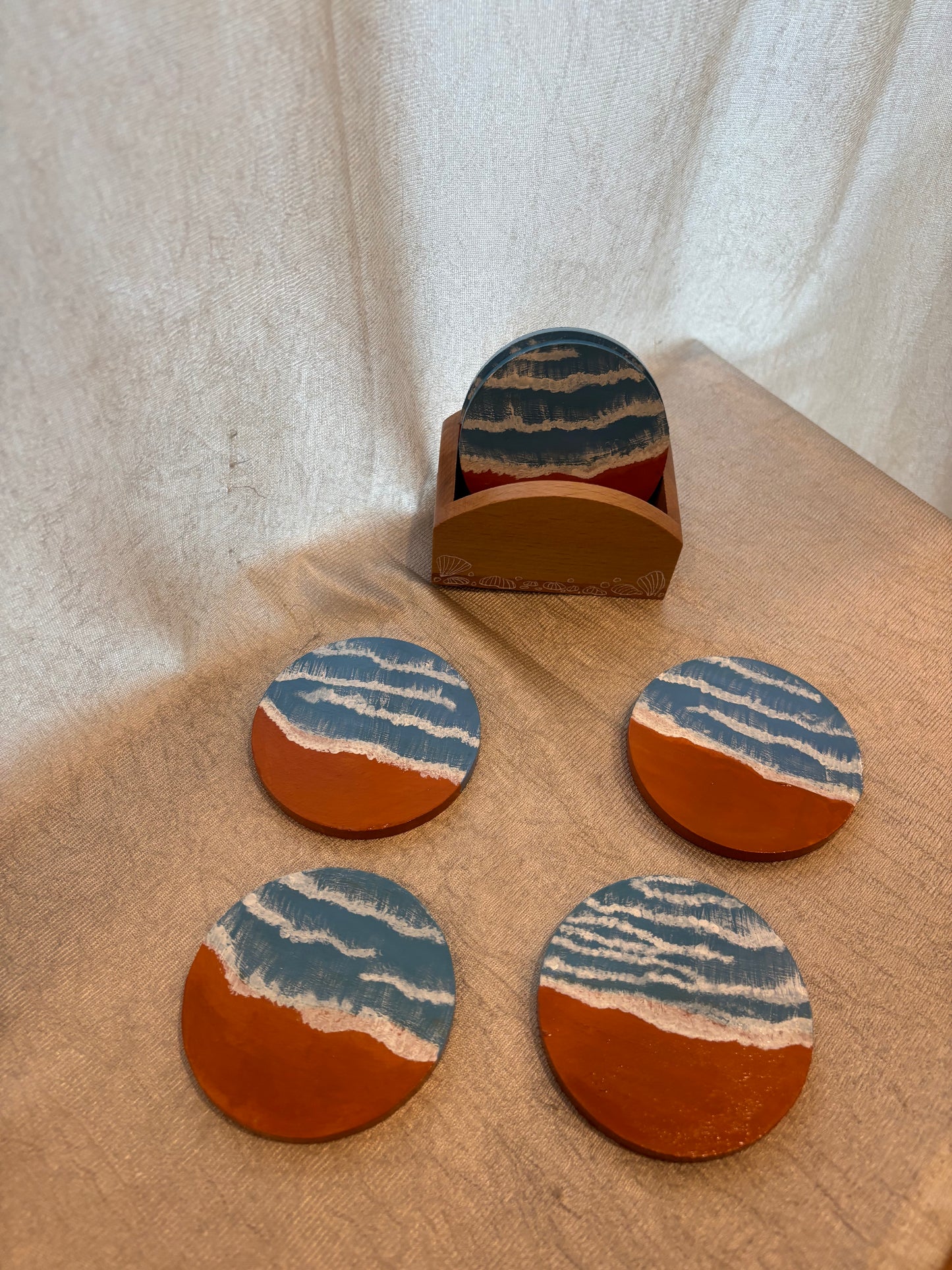 Leher - Hand-Painted Coasters Set