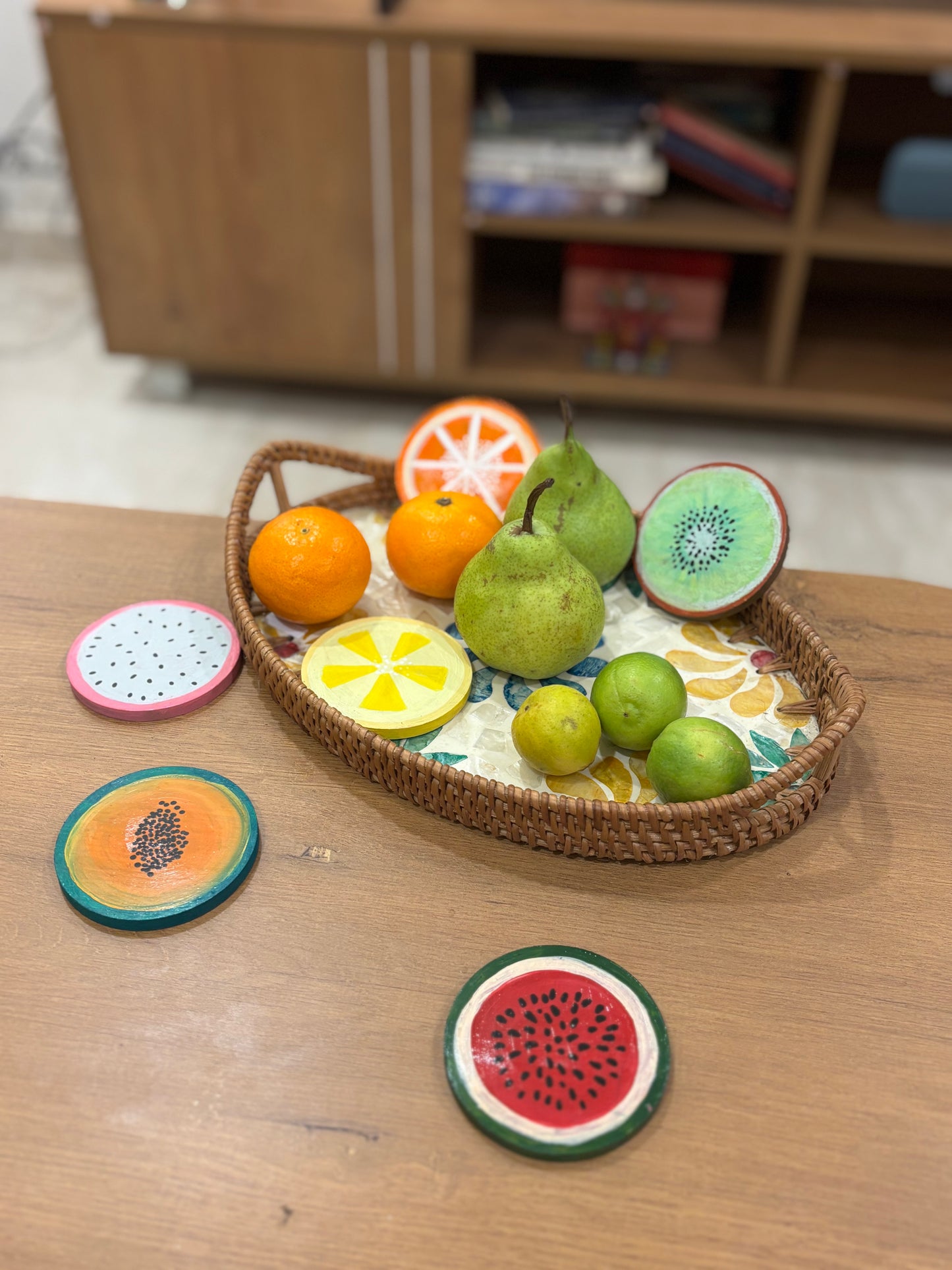 Slices Coaster Set - Hand-Painted Fruit Wooden Coasters