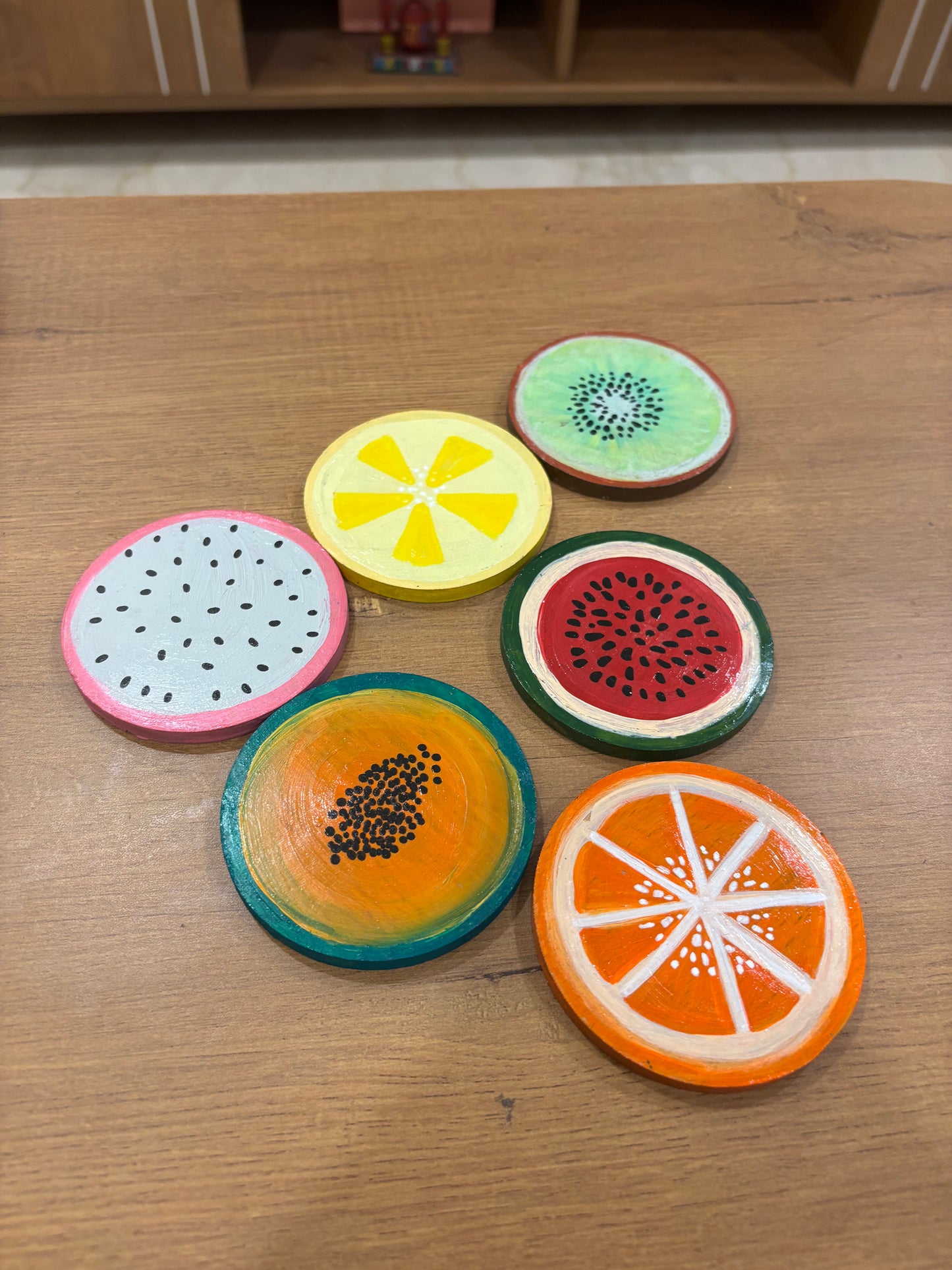 Slices Coaster Set - Hand-Painted Fruit Wooden Coasters