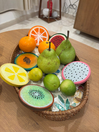 Slices Coaster Set - Hand-Painted Fruit Wooden Coasters