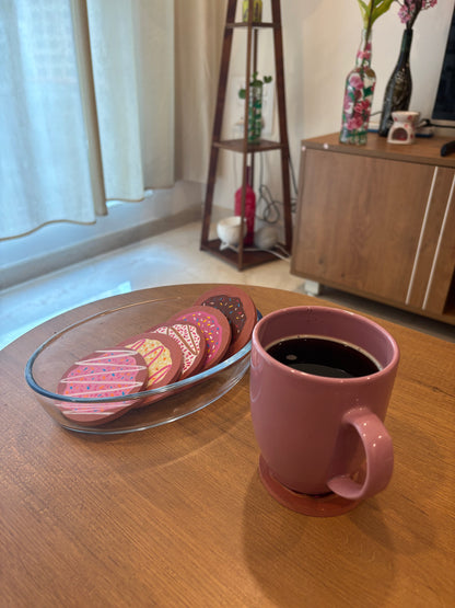 Glazed Coasters- Hand-Painted Donut Wooden Coaster Set