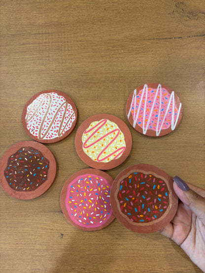 Glazed Coasters- Hand-Painted Donut Wooden Coaster Set