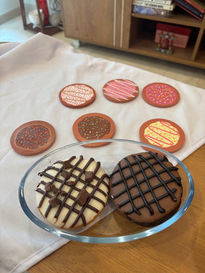 Glazed Coasters- Hand-Painted Donut Wooden Coaster Set