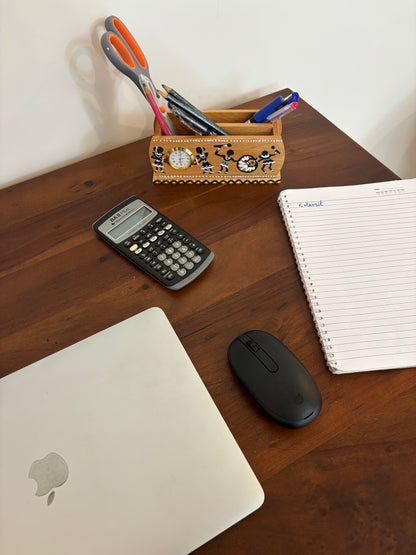 Warli - Hand-painted Wooden Pen Stand