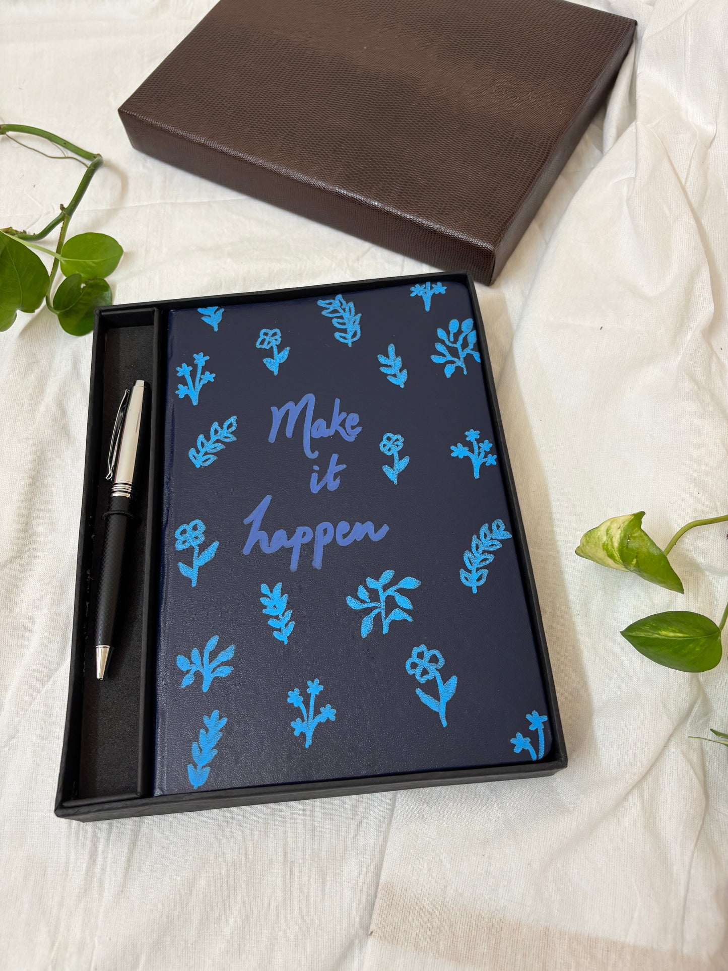 "Make it happen" Notebook & Pen | Personalised, Hand-painted Corporate Gift