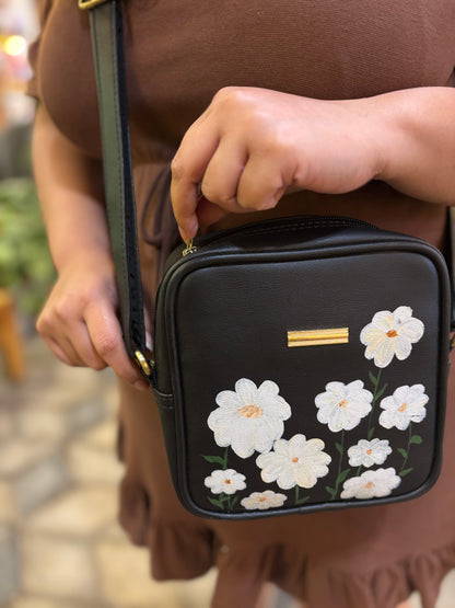 Gulbahar - Safeda | Hand painted Sling Bag