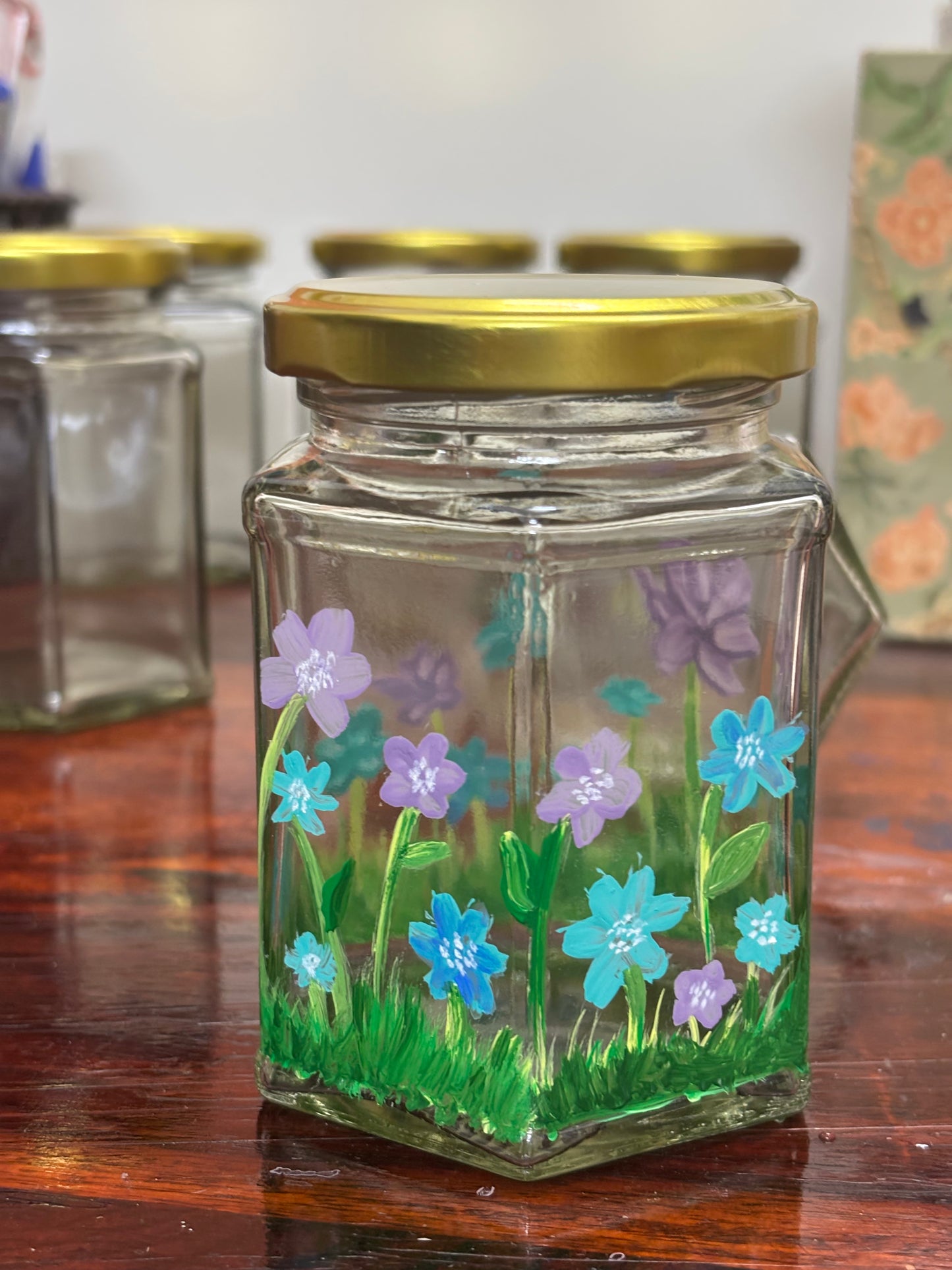Wildflowers - Hand-Painted Glass Jar