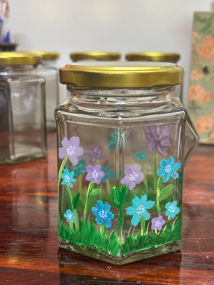 Wildflowers - Hand-Painted Glass Jar
