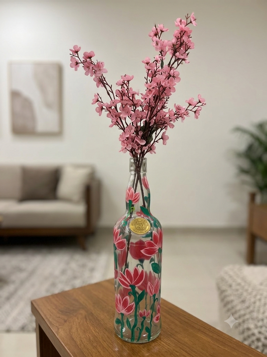 Neerja - Hand-Painted Bottle Lamp + Planter