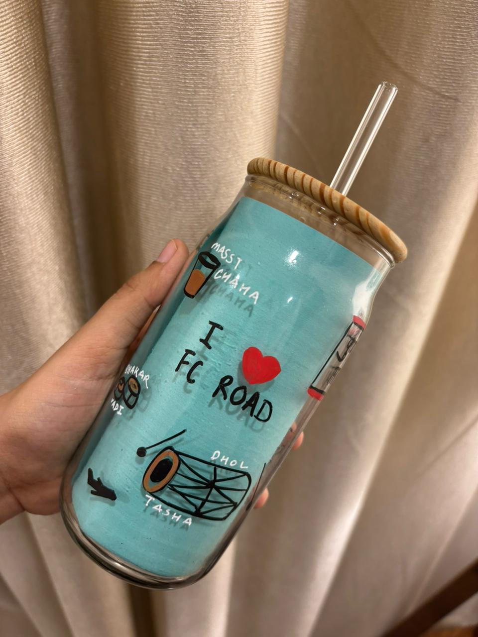Pune-Themed Hand-Painted Tumbler