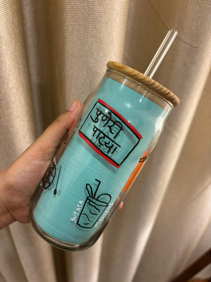 Pune-Themed Hand-Painted Tumbler
