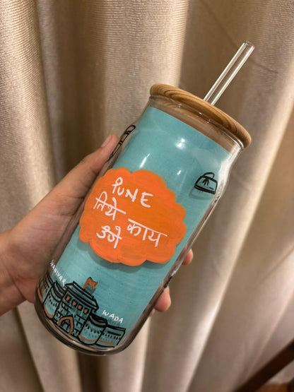 Pune-Themed Hand-Painted Tumbler