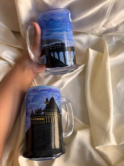 Hand-Painted HP Hogwarts Express Beer Glass