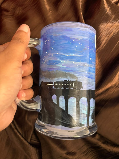 Hand-Painted HP Hogwarts Express Beer Glass