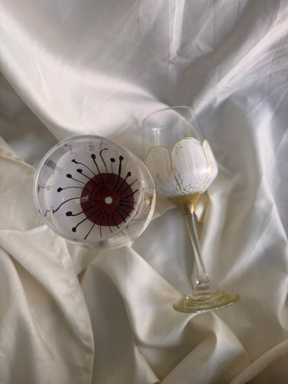 Lily Hand-Painted Wine Glass Set of 2