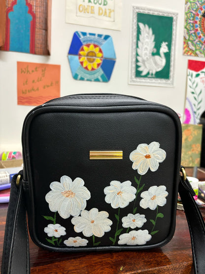 Gulbahar - Safeda | Hand painted Sling Bag