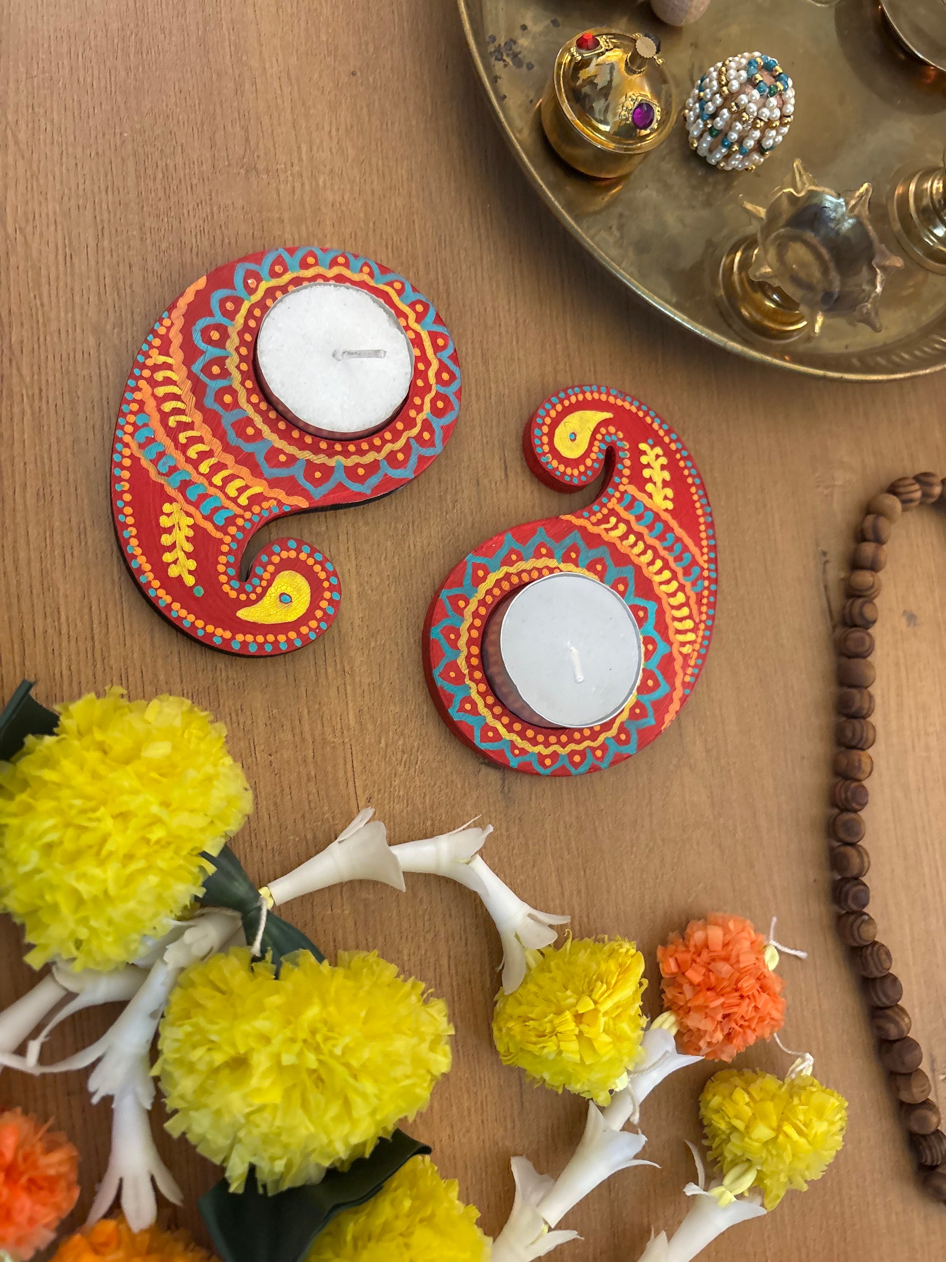 kalavrit hand painted tea light holder parsley festive kalavrit