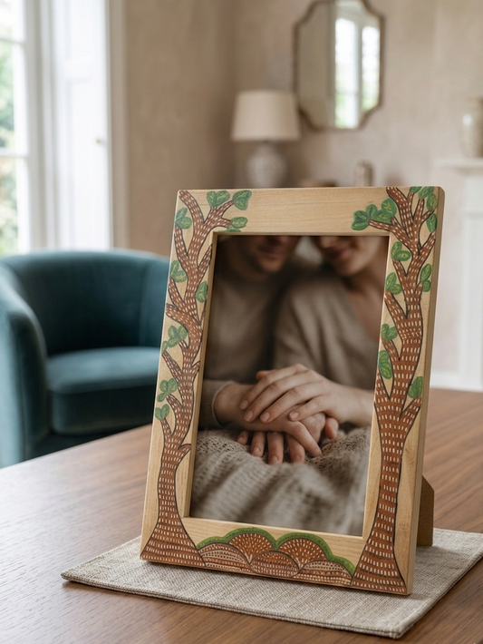 Gond-inspired Hand-Painted Wooden Photo Frame