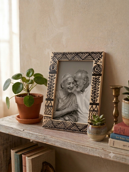 Rekha Folk Hand-Painted Wooden Photo Frame
