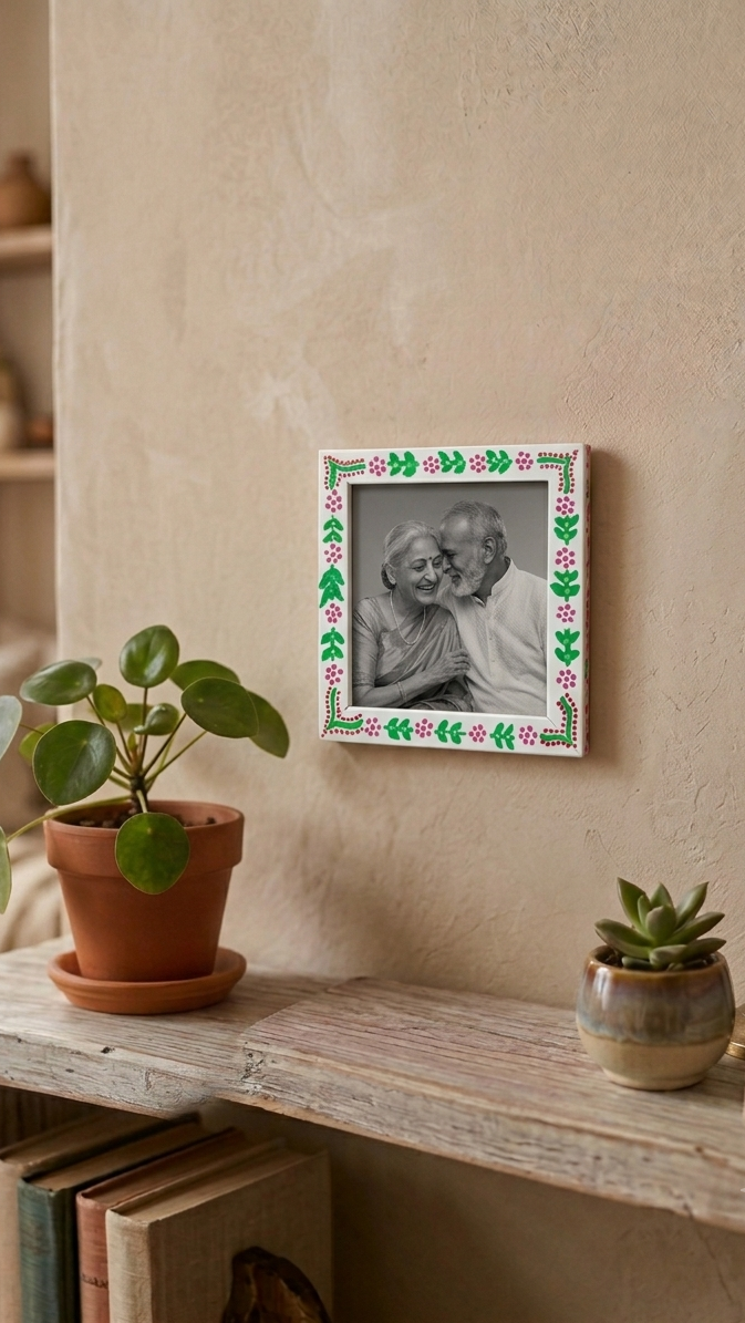 Flora Hand-Painted Wooden Photo Frame