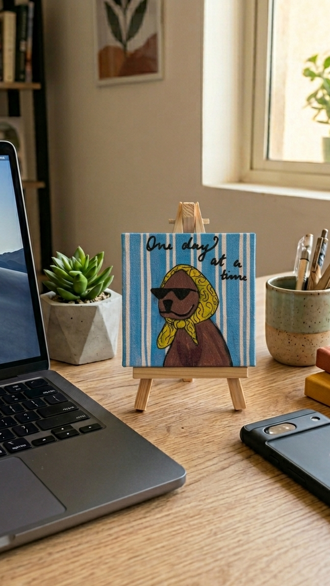 One Dog at a Time Mini Canvas Easel