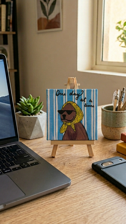 One Dog at a Time Mini Canvas Easel