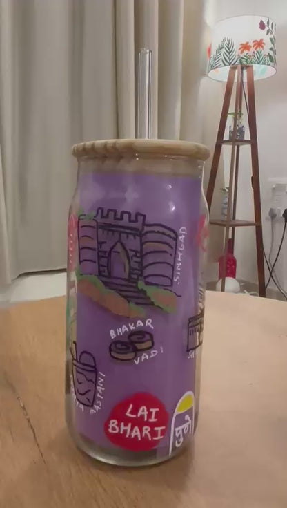 Pune-Themed Hand-Painted Tumbler