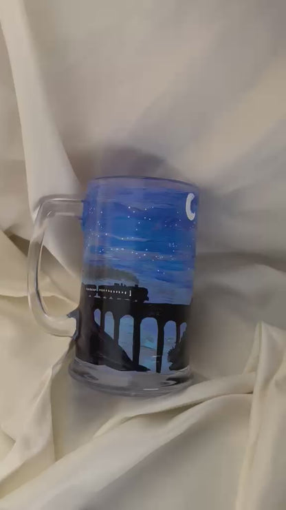 Hand-Painted HP Hogwarts Express Beer Glass