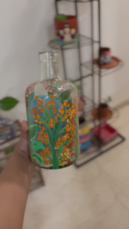 Lumira – Hand-Painted Bottle Lamp & Floral Vase