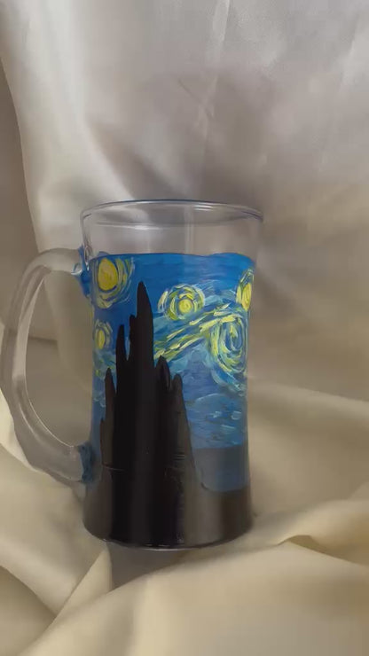 Starry Night Glass Beer Mug