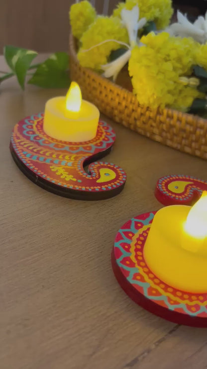 Tejas - Hand-Painted Paisley Tea Light Holder