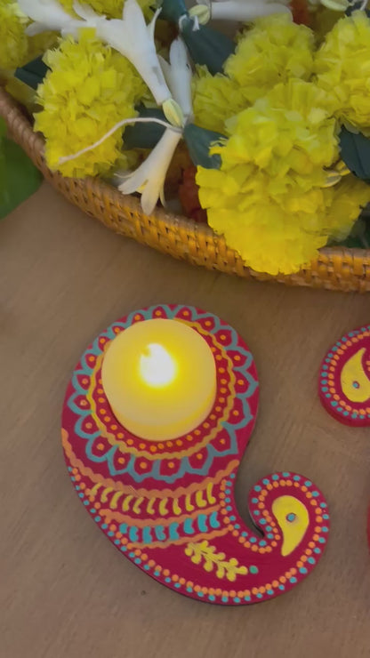Tejas - Hand-Painted Paisley Tea Light Holder