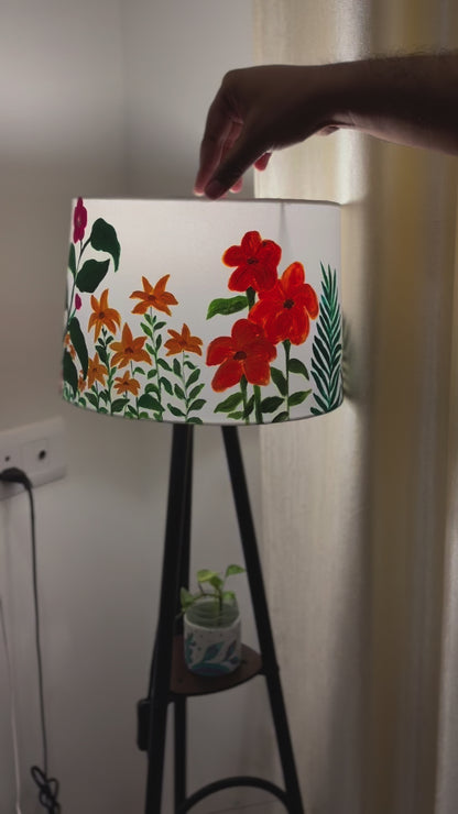 Hand-painted boho-chic floral lampshade