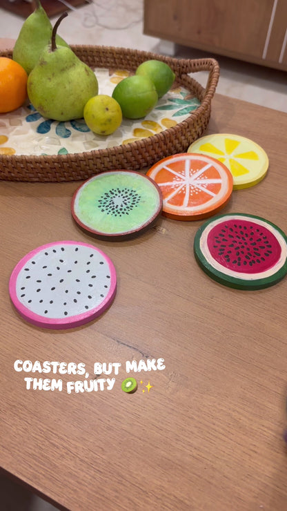 Slices Coaster Set - Hand-Painted Fruit Wooden Coasters