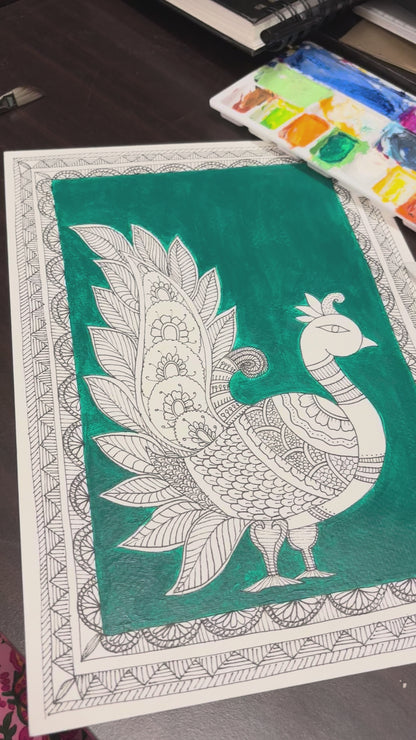 Mayura - Madhubani Peacock Painting