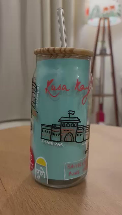 Pune-Themed Hand-Painted Tumbler