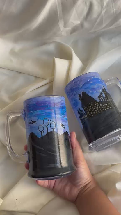 Hand-Painted HP Hogwarts-Quiddich Beer Glass