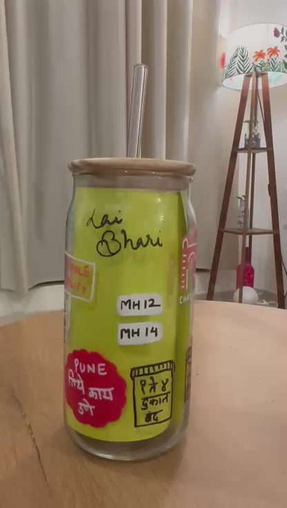 Pune-Themed Hand-Painted Tumbler