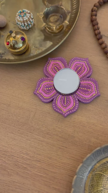 Kamal - Hand-Painted Wooden Tea Light Holder